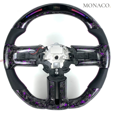 Custom carbon fiber steering wheel for Ford Mustang GT (2008–2013): LED Forged Carbon