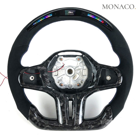 Custom carbon fiber steering wheel for BMW 3 Series G20, 5 Series G30, M3 G80, M4, M5 (2019–2026): Black Suede