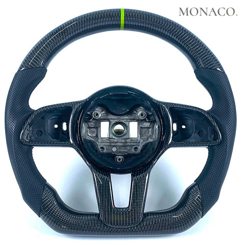 Custom carbon fiber steering wheel for Mercedes-Benz C-E-Class AMG, W204-W205 (2007–2014): Black Perforated Leather