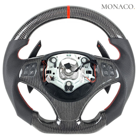 Custom carbon fiber steering wheel for BMW 3 Series E90 E92 & M3, X1 E84, 5 Series E60 (2006–2013): Carbon