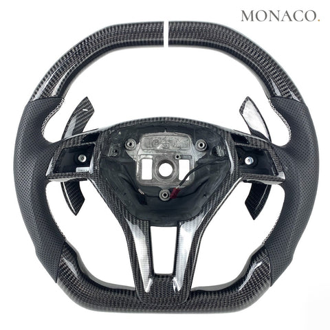 Custom carbon fiber steering wheel for Mercedes-Benz E-S-C-G-Class, W204-W205-W207-W212-W218 (2007–2018): Gloss Carbon Fiber