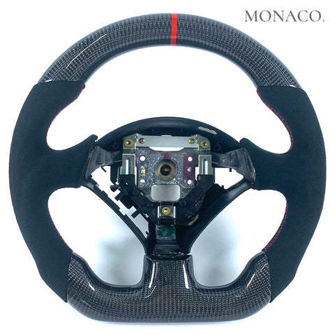 Custom carbon fiber steering wheel for Honda S2000 (2005–2009): Black Suede Leather