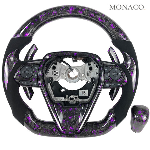 Custom carbon fiber steering wheel for Toyota Camry 8th Gen Avalon (2018–2023): Purple Forged Carbon