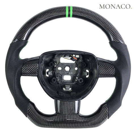 Custom carbon fiber steering wheel for Ford Focus Mk2 ST RS (2006–2012): Black Perforated Leather Carbon