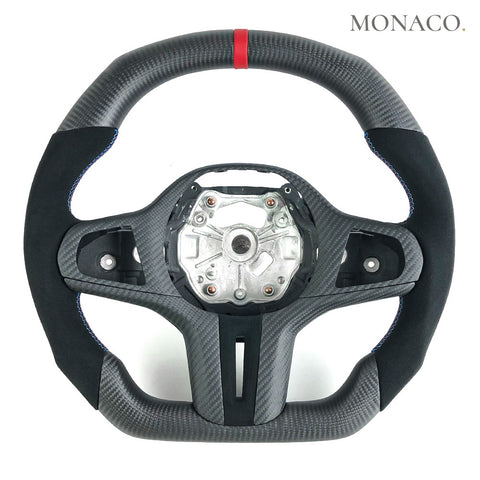 Custom carbon fiber steering wheel for BMW M3 G80, 3 Series G20, 5 Series G30, X3 G01, X5 G05 (2019–2026): Matte Carbon