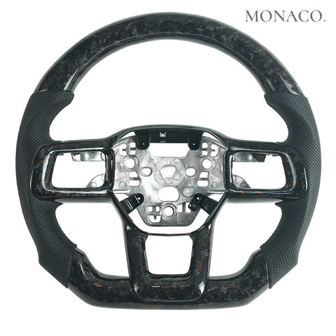 Custom carbon fiber steering wheel for Ford Mustang S650 (2024–2025): Brown Forged Carbon