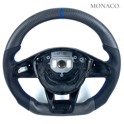 Custom carbon fiber steering wheel for Mercedes-Benz C-Class W204-W205-W222, C200-C180-C260-C300, C63 AMG, A45, E43-S63-E63 (2007–2021): Matte Carbon Fiber