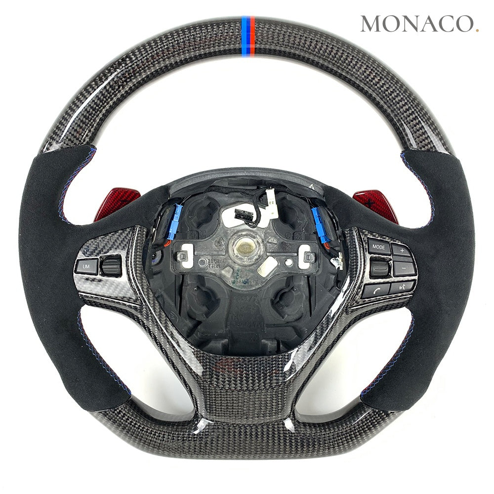 2012–2018 BMW 3 Series F30 / F31 / F34 Carbon Fiber Steering Wheel – Carbon Fiber & Black Suede
