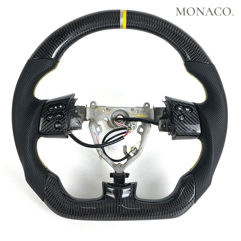 Custom carbon fiber steering wheel for Toyota FJ Cruiser (2007–2022): Black Perforated Leather Carbon