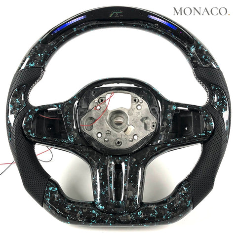 Custom carbon fiber steering wheel for BMW 3 Series G20, 5 Series G30, X5 G05, M3, M4, M5 (2019–2026): Multicolor Forged Carbon