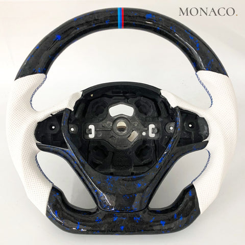 Custom carbon fiber steering wheel for BMW 3 Series E90 E91 E92 & M3 (2006–2013): White Perforated Leather
