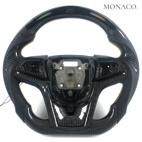 Custom carbon fiber steering wheel for Chevrolet Cruze / Malibu (2010–2015): Black Perforated Leather LED Carbon