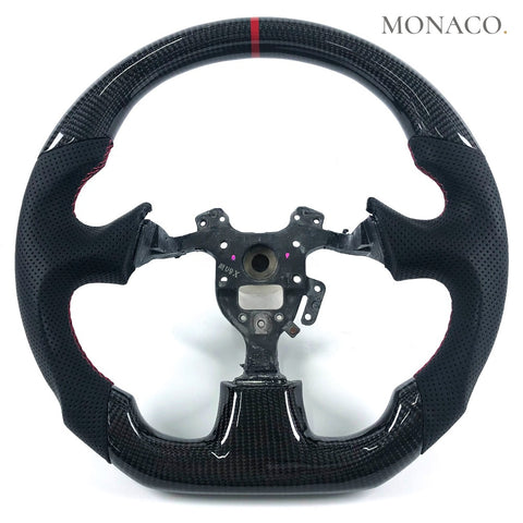 Custom carbon fiber steering wheel for Honda S2000 (2005–2009): Perforated Leather