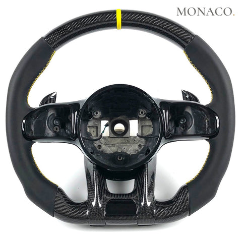 Custom carbon fiber steering wheel for Mercedes-Benz C-Class W204-W205-W206, CLS W218, V-Class W447, G-Class W463, E-Class W211-W212-W213, S-Class W221, C43-C63 AMG (2007–2023): Smooth Leather