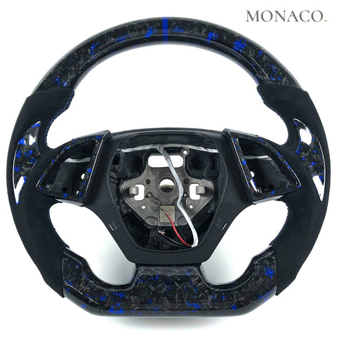 Custom carbon fiber steering wheel for Chevrolet Corvette C7 (2014–2019): Black Suede Forged Carbon