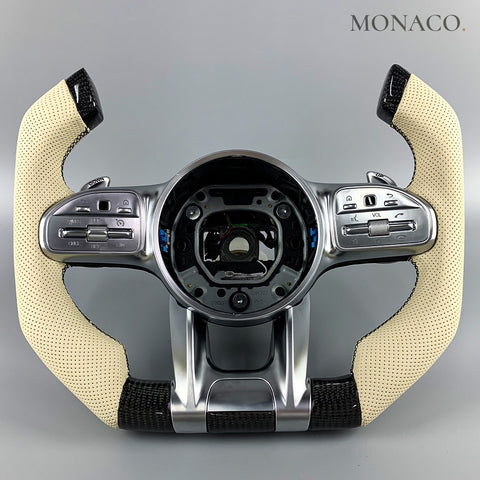 Custom carbon fiber steering wheel for Mercedes-Benz AMG C-Class W204 W205 C63 E-Class W212 W207 S-Class W222 CLS W218 SLK W172 G-Class (2008–2018): Carbon