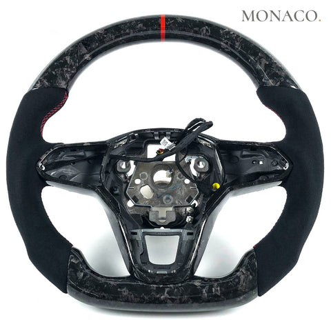 Custom carbon fiber steering wheel for Volkswagen Golf GTI Mk8 Tiguan (2022–2024): Suede Forged Carbon