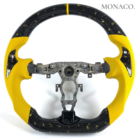Custom carbon fiber steering wheel for Nissan 370Z-350Z (2014–2016): Yellow