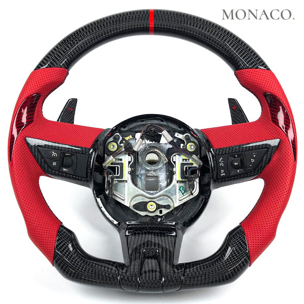 2014–2015 Chevrolet Camaro (5th Gen) Carbon Fiber Steering Wheel – Red Perforated Leather & Carbon Fiber