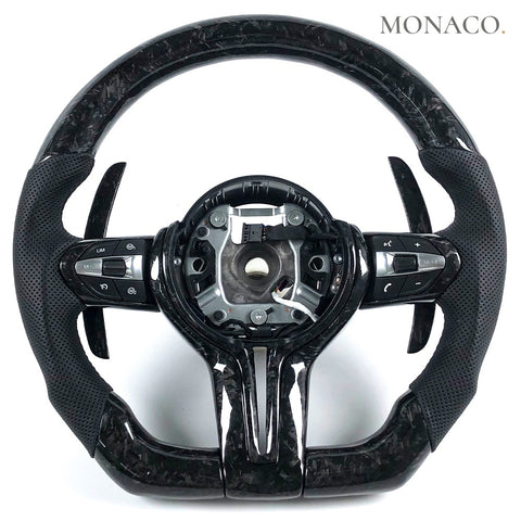 Custom carbon fiber steering wheel for BMW 3 Series F30, 5 Series F10, 4 Series F32 (2012–2019): Forged Carbon