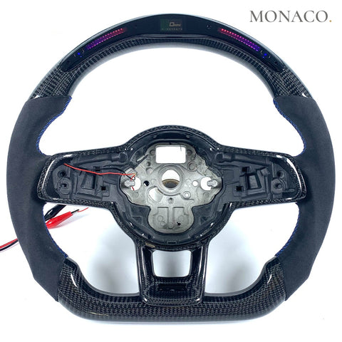 Custom carbon fiber steering wheel for Volkswagen Golf GTI Mk6 Mk7 Polo (2010–2019): Suede LED Carbon