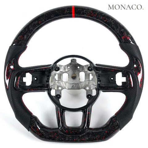 Custom carbon fiber steering wheel for Jeep Wrangler JL JK Gladiator (2018–2022): Red Forged Carbon