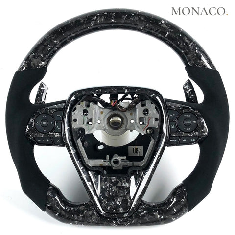 Custom carbon fiber steering wheel for Toyota Camry Corolla (2019–2021): Suede Forged Carbon
