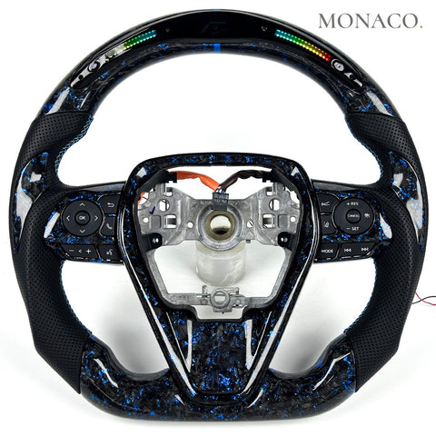 Custom carbon fiber steering wheel for Toyota Camry RAV4 Avalon Corolla (2018–2023): LED Forged Carbon