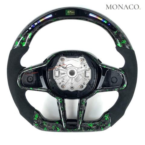 Custom carbon fiber steering wheel for BMW 3 Series G20, 5 Series G30, X5 G05 (2019–2026): Green Forged Carbon
