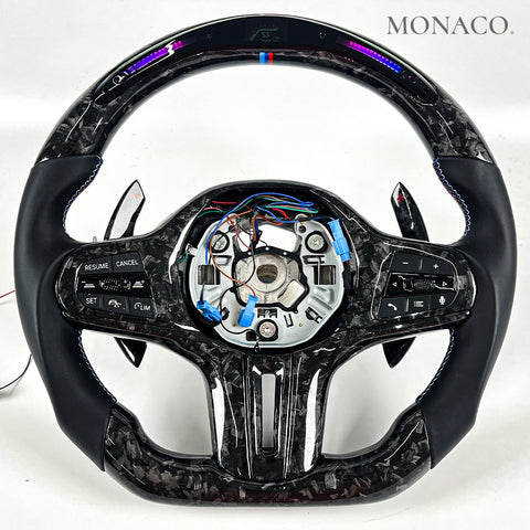 Custom carbon fiber steering wheel for BMW 3 Series G20, 5 Series G30, X5 G05, M3 G80 (2019–2026): Smooth Leather
