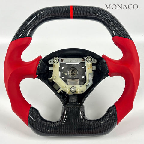 Custom carbon fiber steering wheel for Honda S2000 (2005–2009): Red Smooth Leather