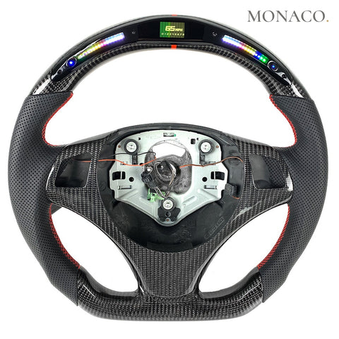 Custom carbon fiber steering wheel for BMW 3 Series E90 E92 E93 & M3 (2006–2013): LED Display Carbon
