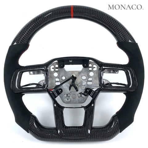 Custom carbon fiber steering wheel for Ford Mustang GT S650 (2024–2025): Suede Carbon