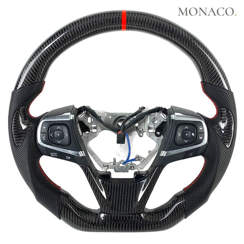 Custom carbon fiber steering wheel for Toyota Camry XV50 SE XSE LE XLE (2012–2017): Black Perforated Leather Carbon