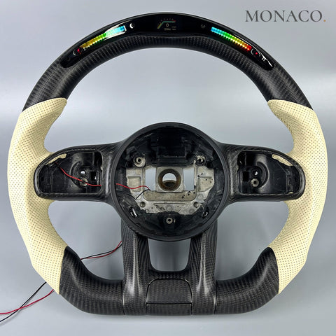 Custom carbon fiber steering wheel for Mercedes-Benz C-Class W204-W205-W206, E-Class W211-W212-W213, S-Class W221, G-Class W463, C63 AMG (2007–2023): Perforated Leather