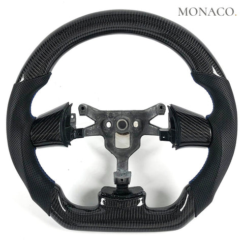Custom carbon fiber steering wheel for Chevrolet Corvette C6 (2005–2013): Perforated Leather Carbon