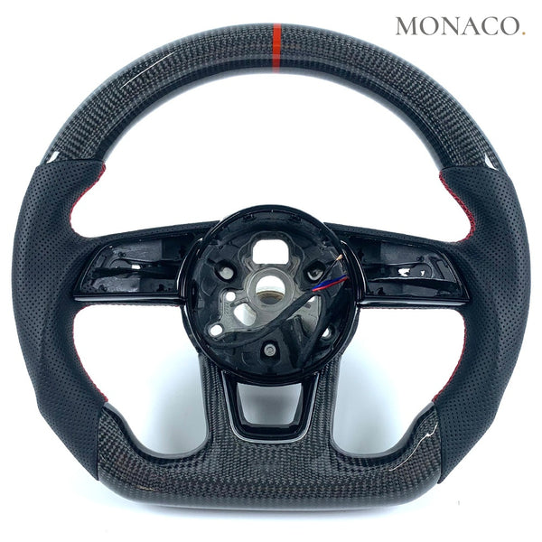 2017–2021 Audi RS3 / S3 / A3 / RS4 / RS5 Carbon Fiber Steering Wheel – Perforated Leather & Carbon Fiber