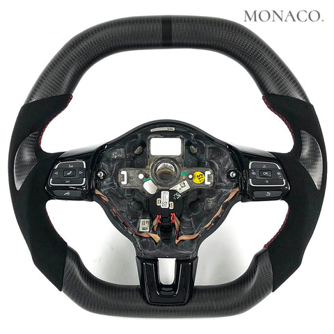 Custom carbon fiber steering wheel for Volkswagen Golf GTI Mk6 (2010–2014): Suede Matte Carbon