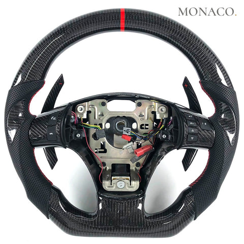 Custom carbon fiber steering wheel for Chevrolet Corvette C6 (2005–2013): Perforated Leather Carbon