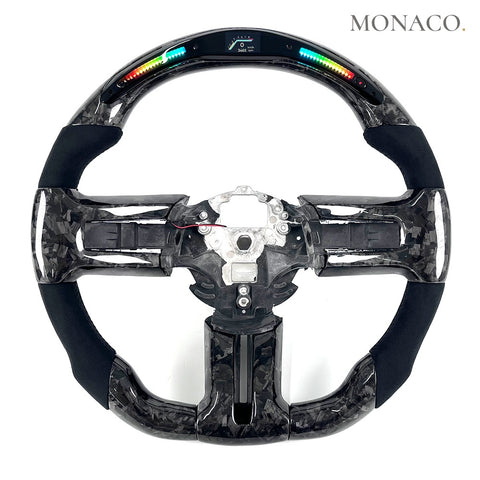 Custom carbon fiber steering wheel for Ford Mustang GT V6 Shelby GT500 (2009–2014): LED Forged Carbon