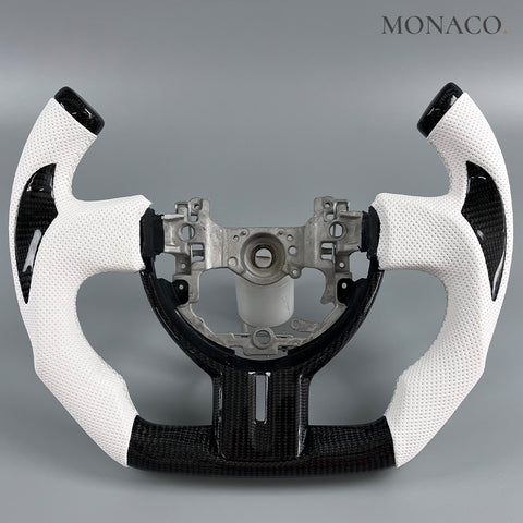 Custom carbon fiber steering wheel for Toyota 86 GT86 Scion FR-S (2012–2016): White Perforated Leather Carbon