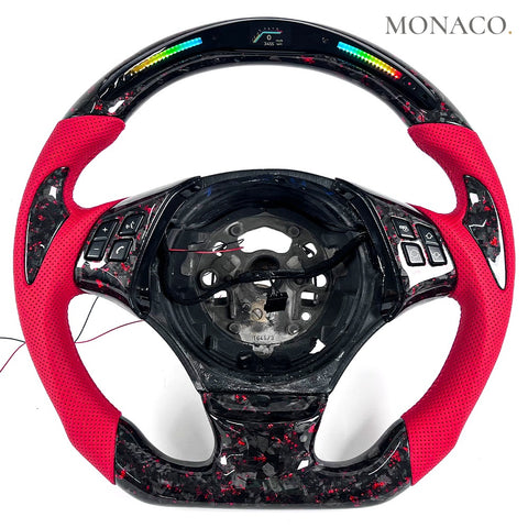 Custom carbon fiber steering wheel for BMW 3 Series E90 E92 & M3, X5 E70 (2006–2013): Red Perforated Leather