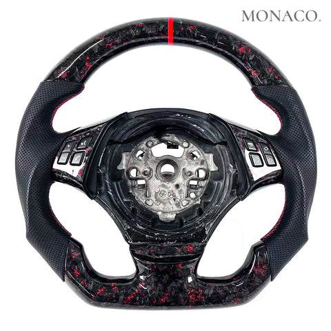 Custom carbon fiber steering wheel for BMW 3 Series E90 E91 E92 & M3 (2006–2013): Red Forged Carbon