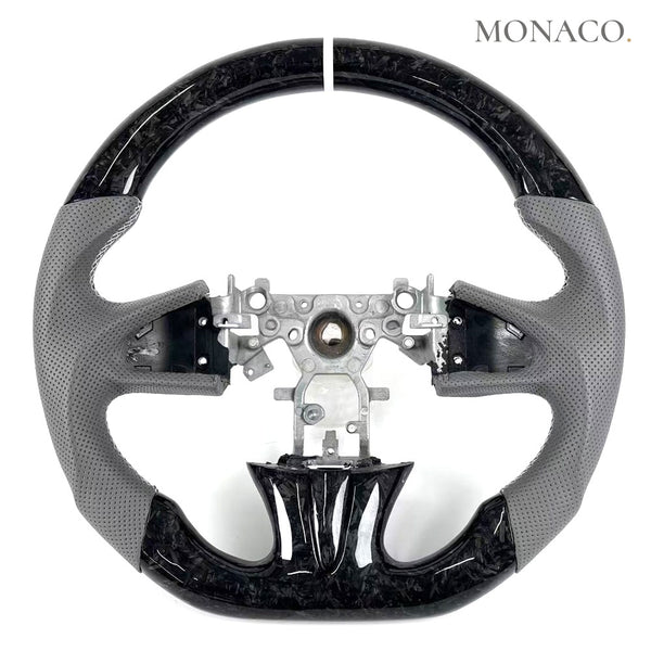 2015–2017 Infiniti Q50 Carbon Fiber Steering Wheel – Gray Leather & Forged Carbon