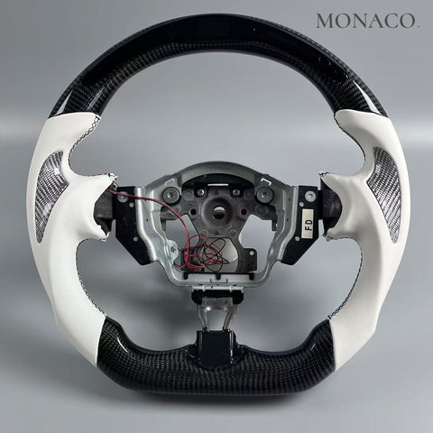 Custom carbon fiber steering wheel for Nissan 370Z (2009–2020): White