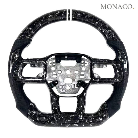 Custom carbon fiber steering wheel for Ford Mustang S650 (2024–2026): Silver Forged Carbon