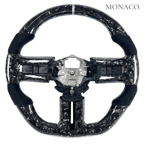 Custom carbon fiber steering wheel for Ford Mustang (2010–2014): Silver Forged Carbon