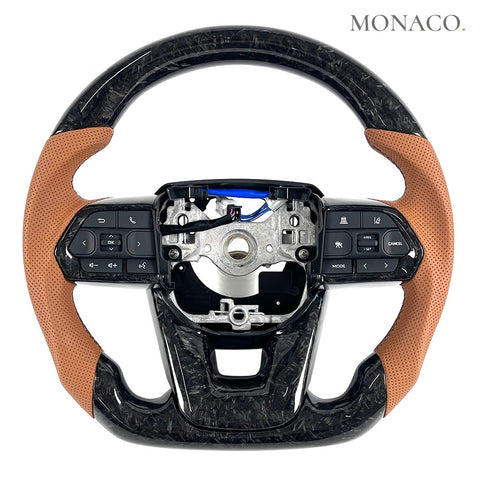 Custom carbon fiber steering wheel for Toyota Land Cruiser LC200 to LC300 upgrade (2008–2021): Forged Carbon