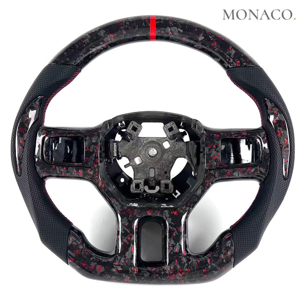 2008–2012 Dodge Ram Carbon Fiber Steering Wheel – Red Forged Carbon & Perforated Leather