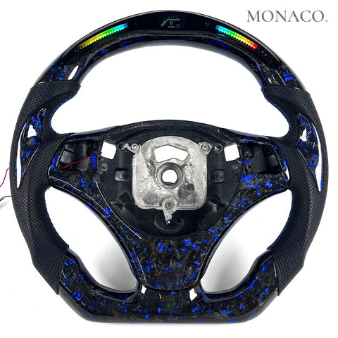 Custom carbon fiber steering wheel for BMW 3 Series E90 E92 E93 & M3 (2006–2013): Blue Forged Carbon